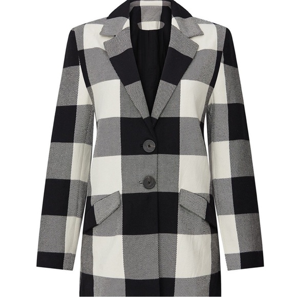 Mara Hoffman Plaid Tatum White Black Check Jacket Medium - Picture 5 of 10